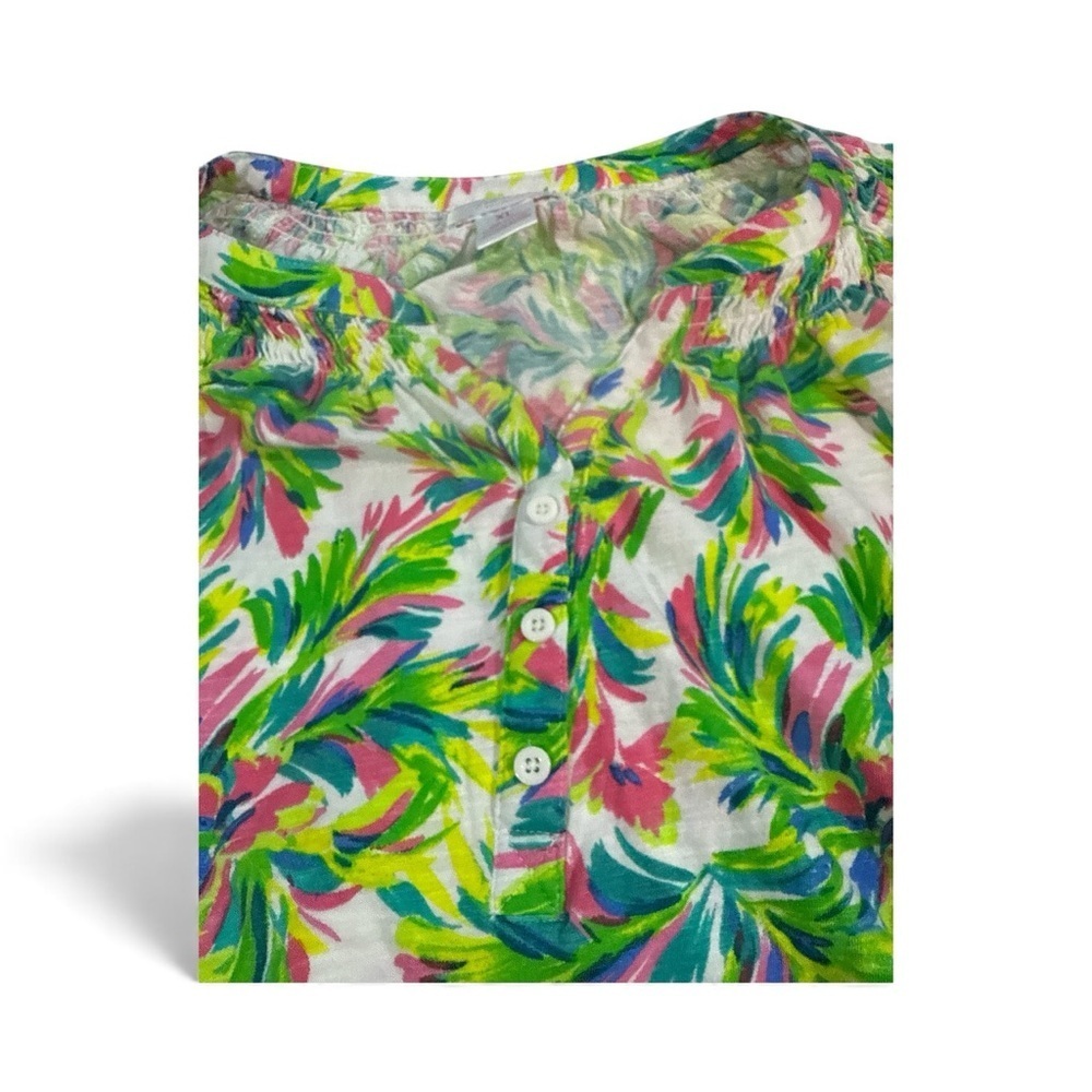 Stella Parker Peasant Fitting Top Women's White Floral 100% Cotton Size XL - Picture 3 of 7